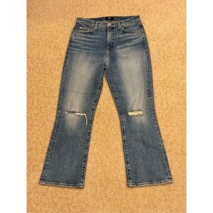 7 for All Mankind denim. Size 29. High waist and wide cropped leg.